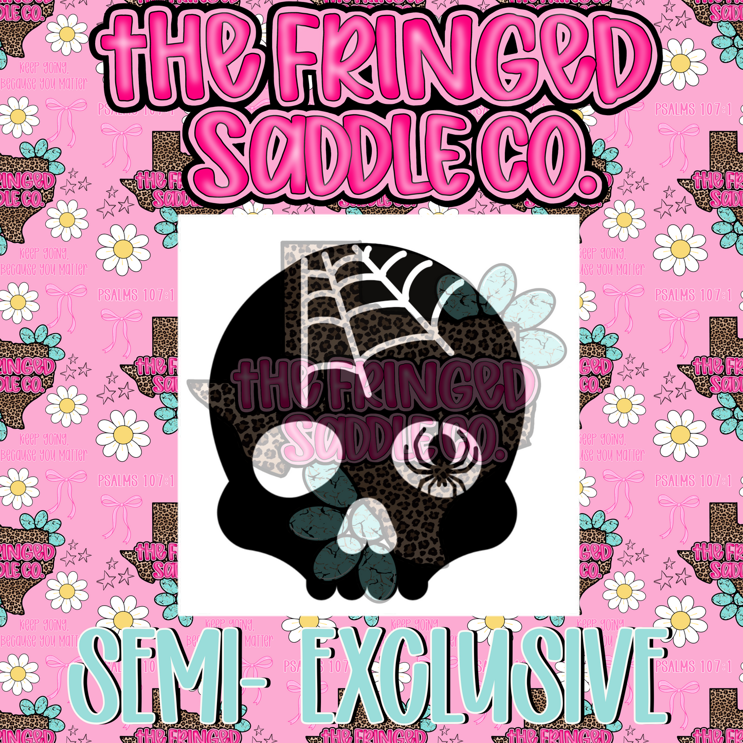 Skelly skull w web png & stl