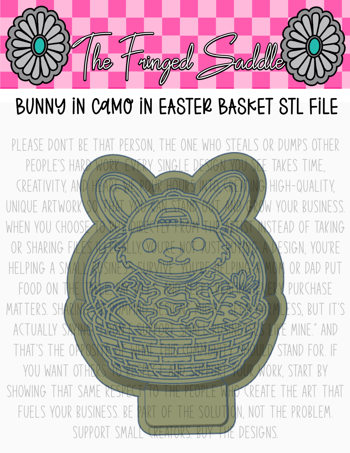 Bunny in camo Easter basket STL