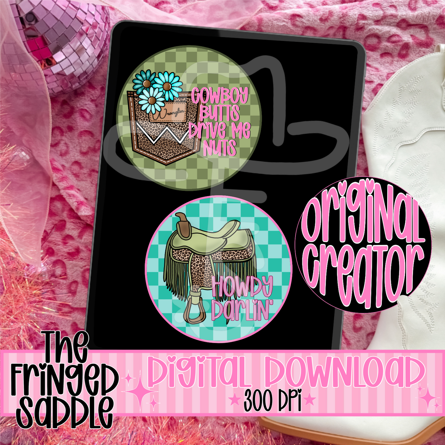 Cowboy butts & howdy darlin cardstock rounds