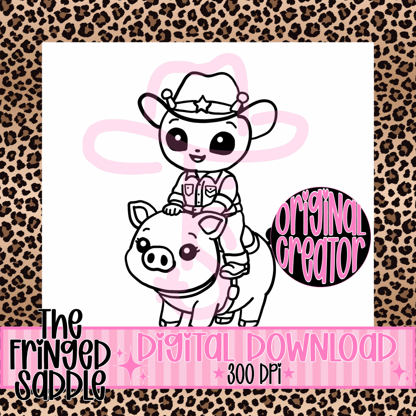 Cowboy alien on pig