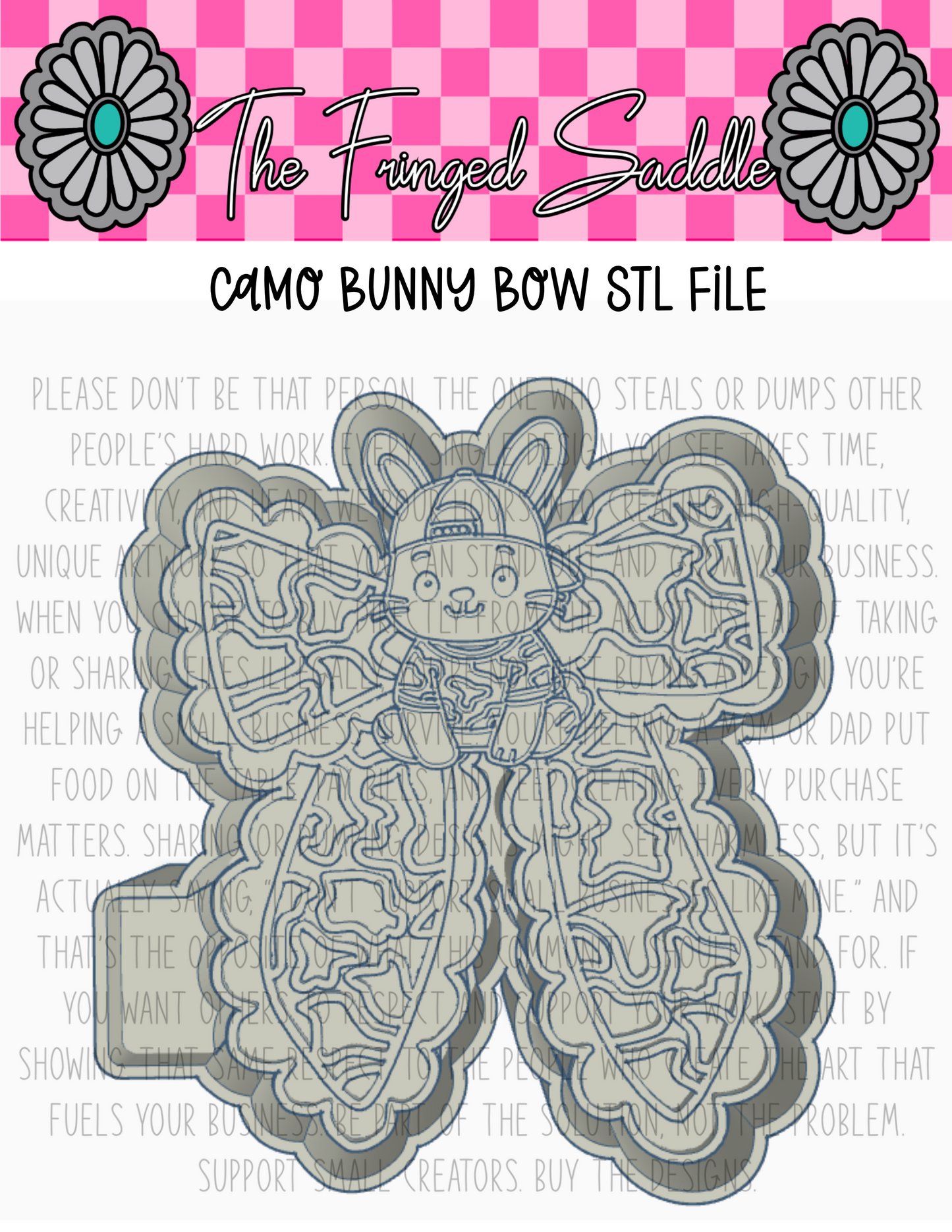 Camo bunny bow STL
