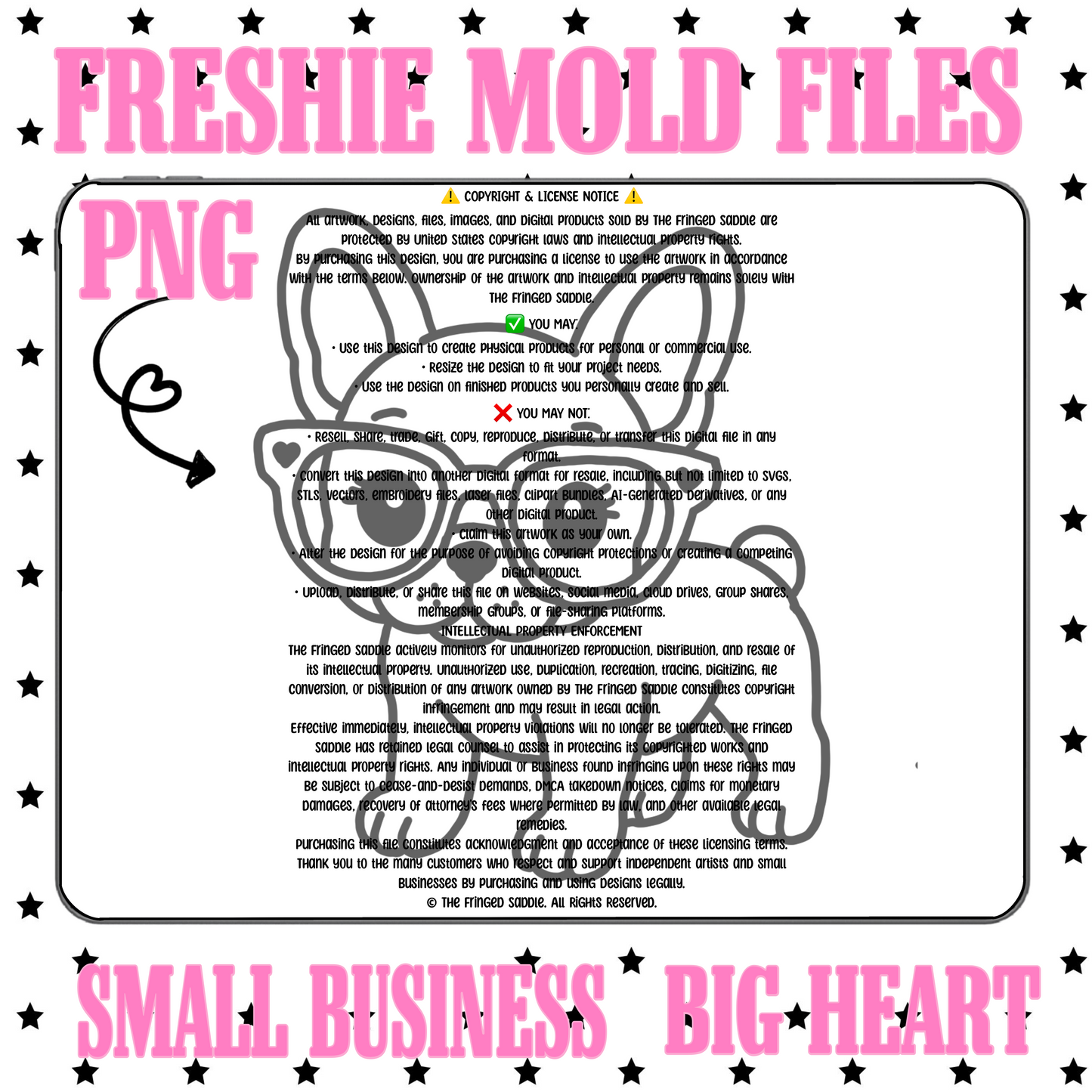 Frenchie in oversized glasses png