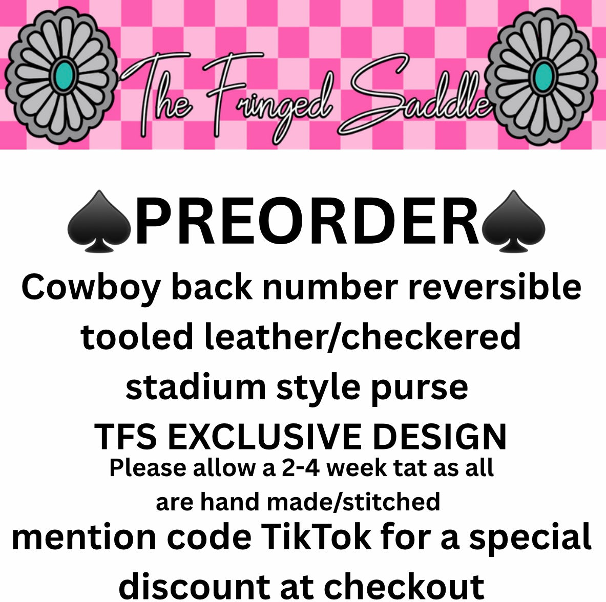 Cowboys back number stadium bag purse PREORDER