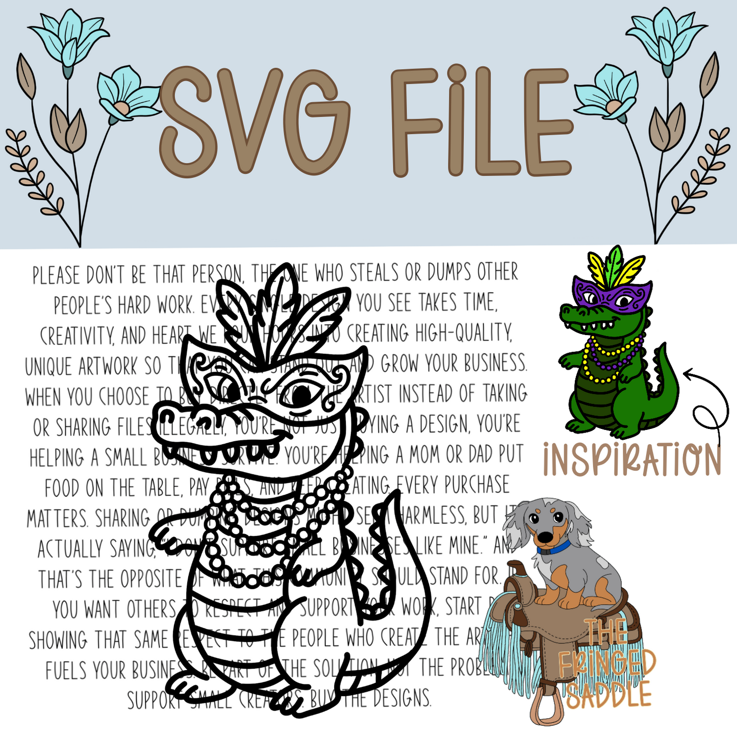 Mardi Gras gator svg