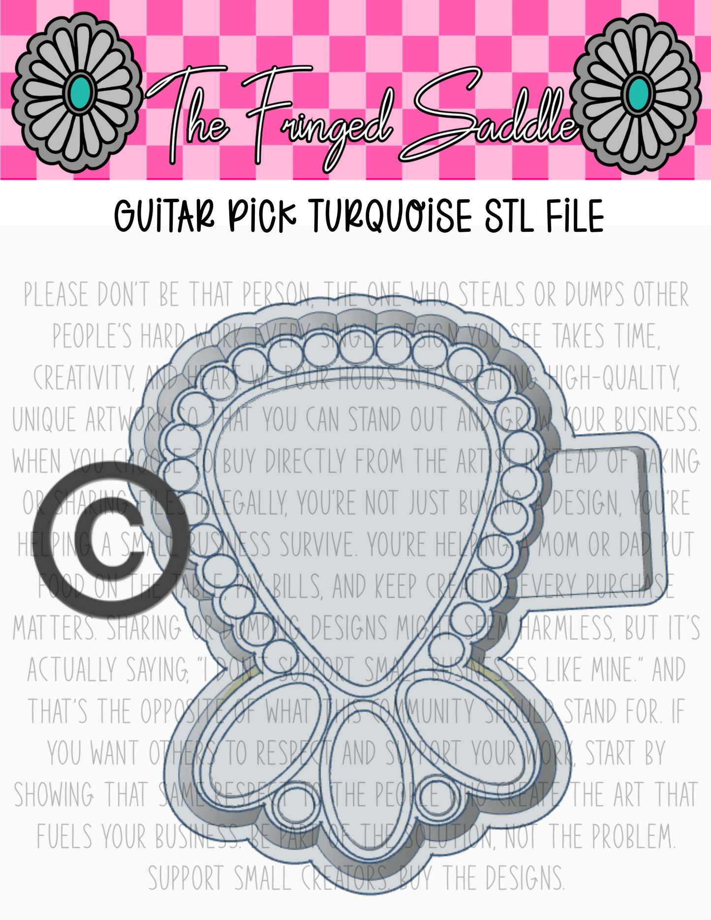 Guitar pick turquoise STL file