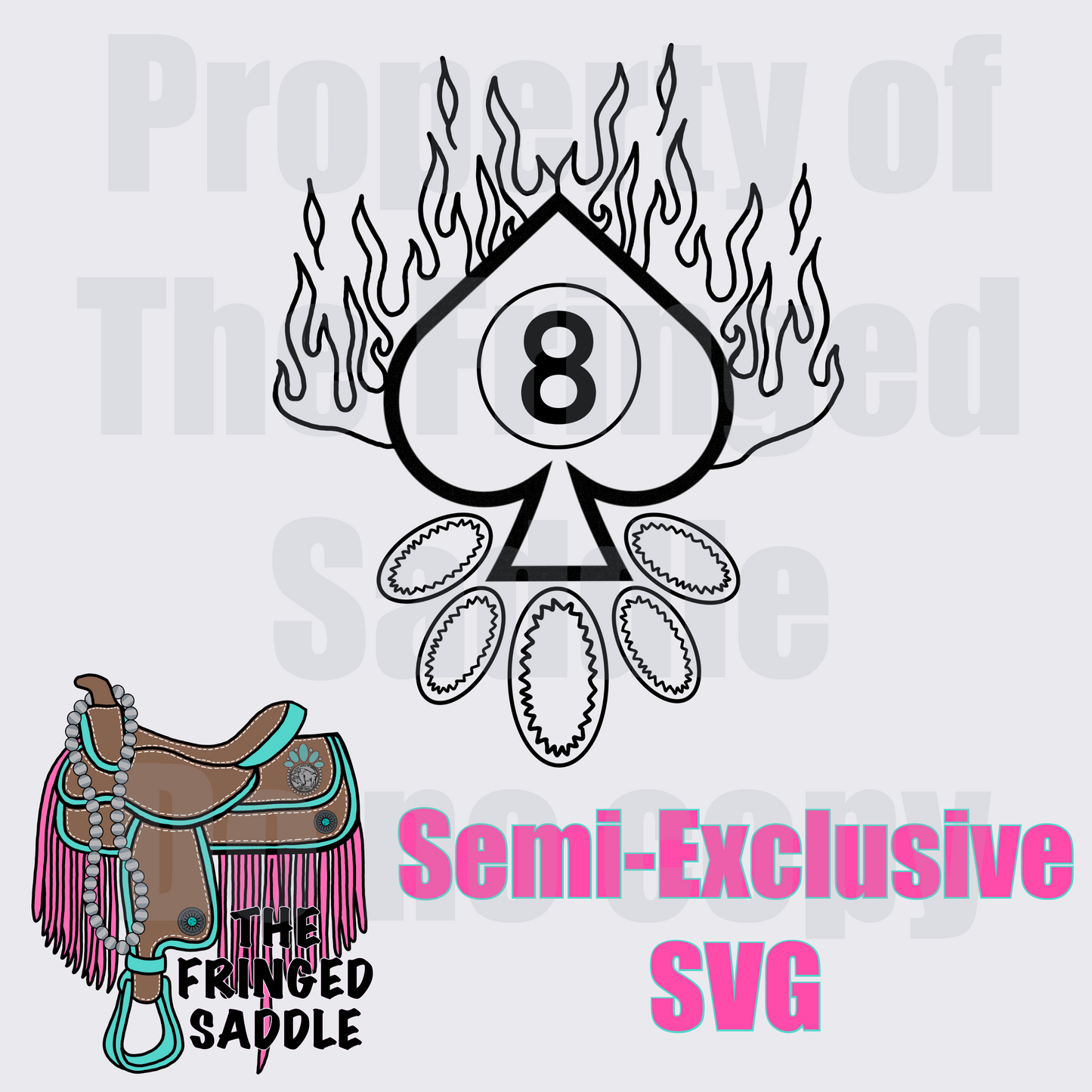 Flame 8 ball turquoise spade