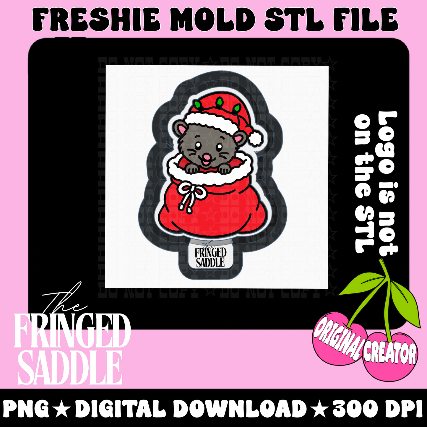 Christmas possum in Santa sack STL
