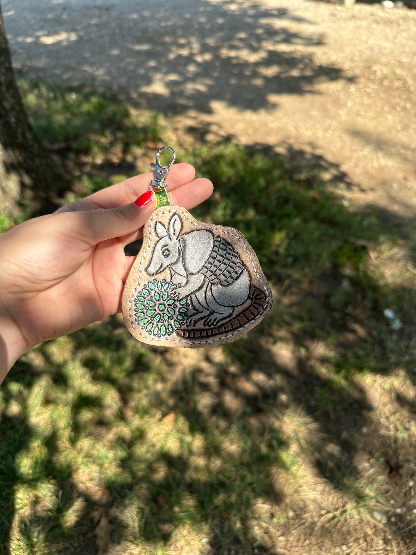 Turquoise armadillo purse charm