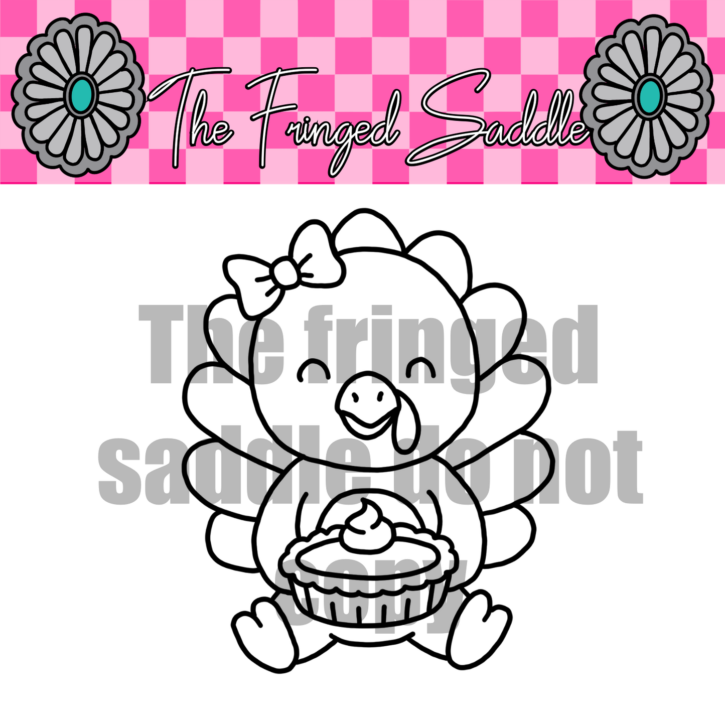 Cute turkey with pumpkin pie