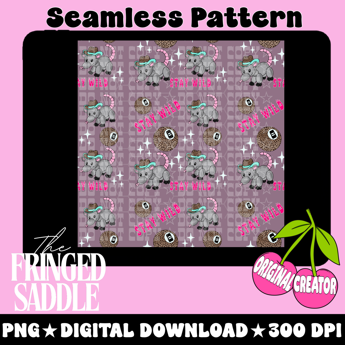 Stay wild possum seamless pattern