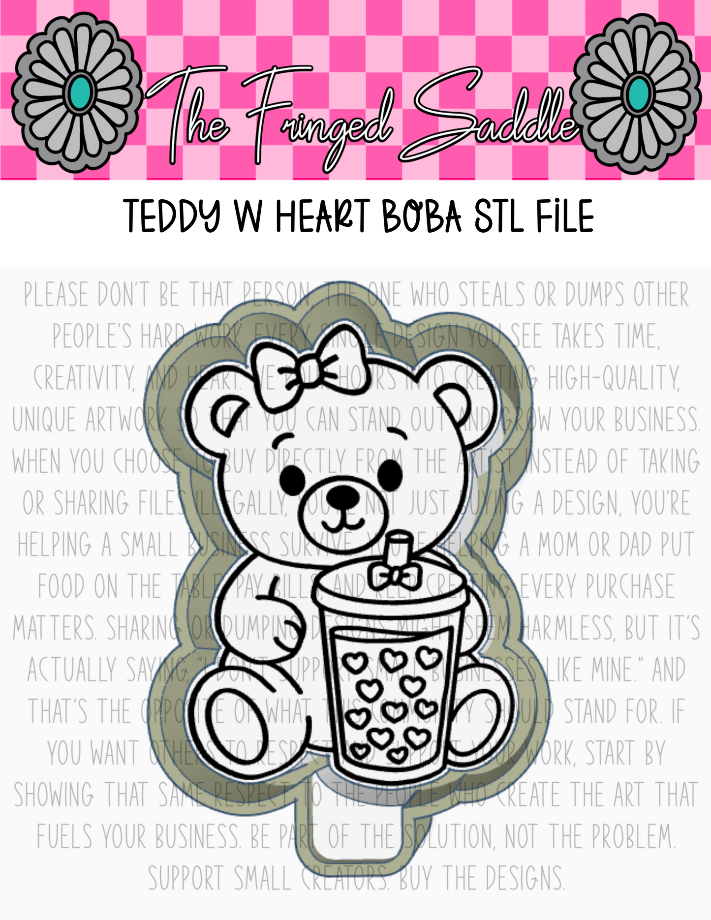 Teddy w heart boba STL