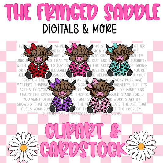 Highland in heart pjs clipart