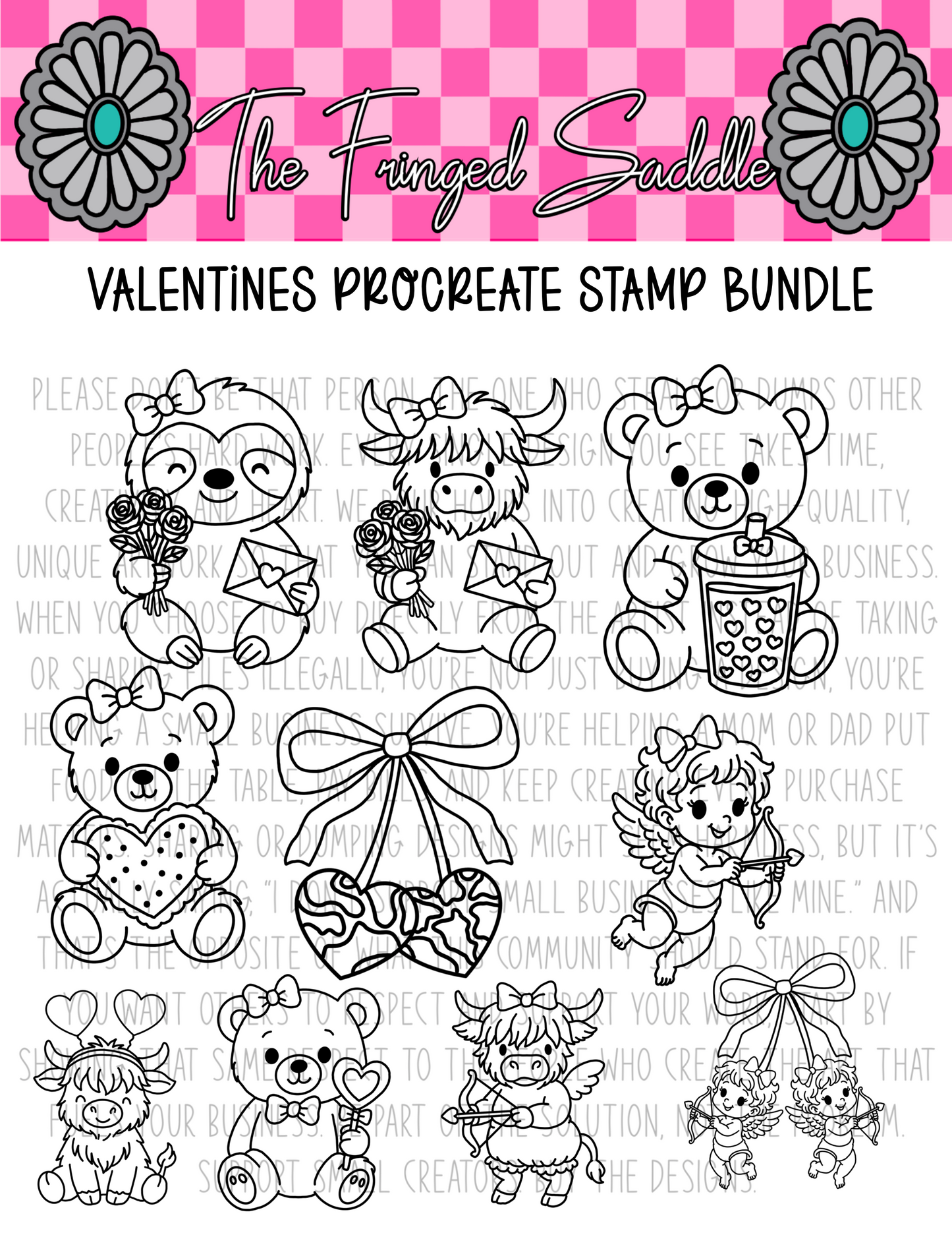 Valentines procreate stamp bundle