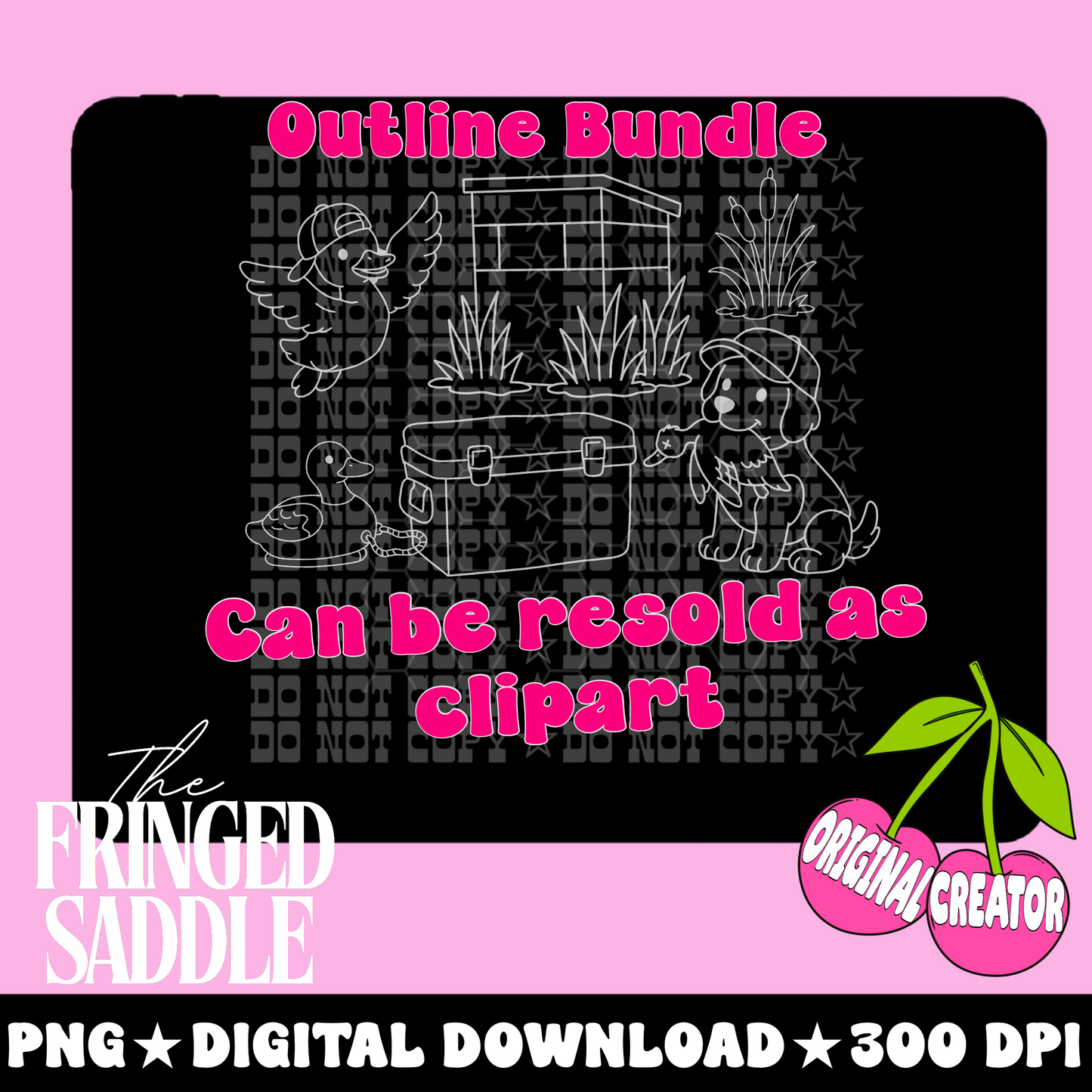 Duck hunting clipart outline bundle