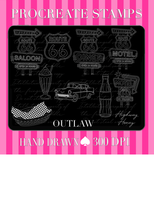 Route 66 procreate stamp set