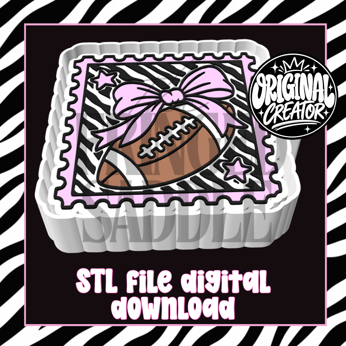 Zebra football stamp STL