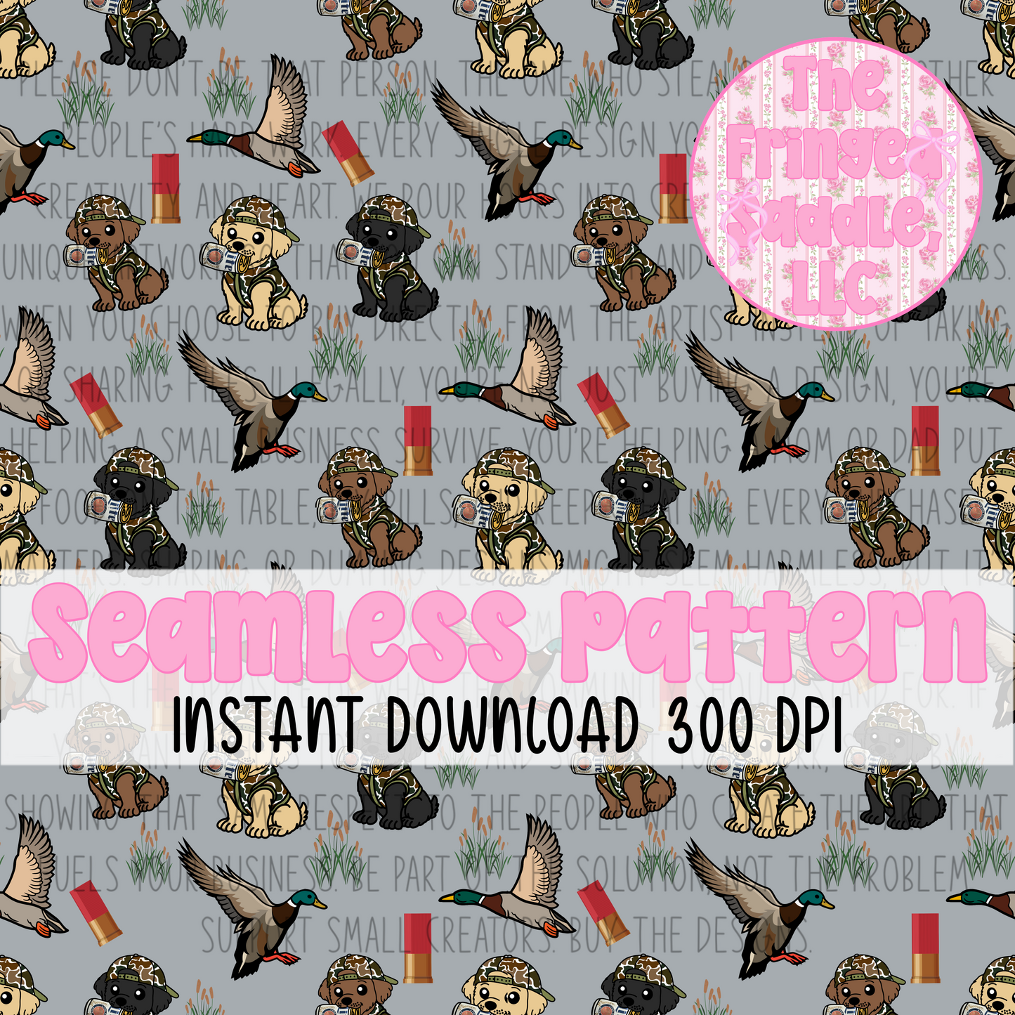 Duck hunting beer buddies seamless pattern
