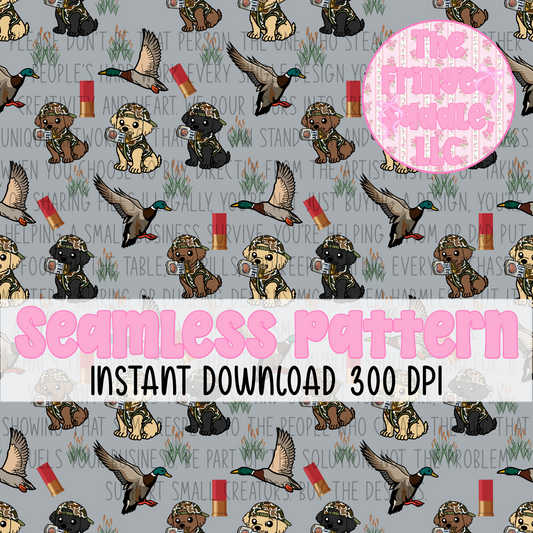 Duck hunting beer buddies seamless pattern