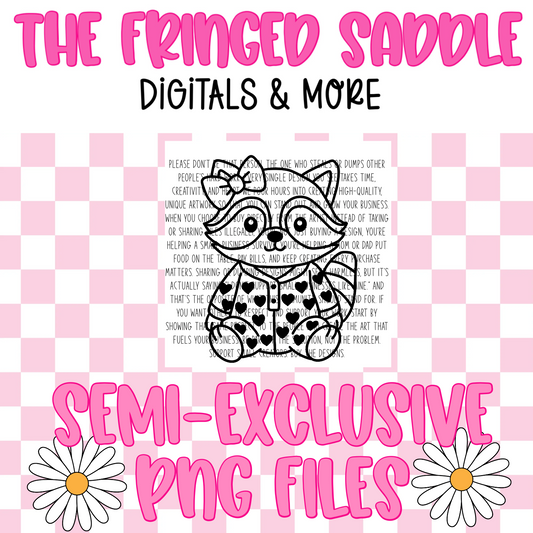 Raccoon in heart pjs