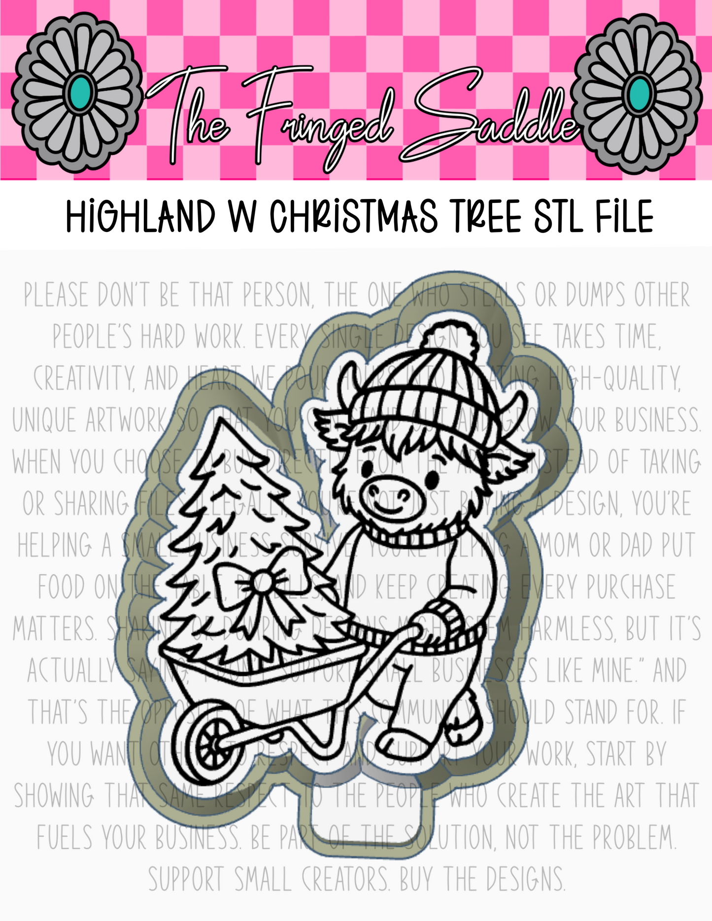 Highland w Christmas tree STL