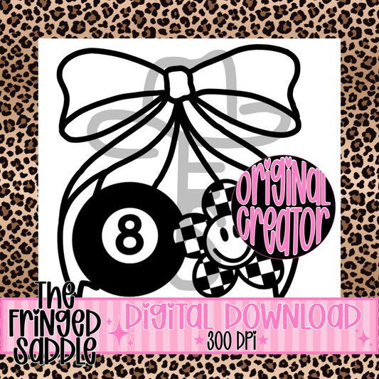 8 ball checkered daisy cherry