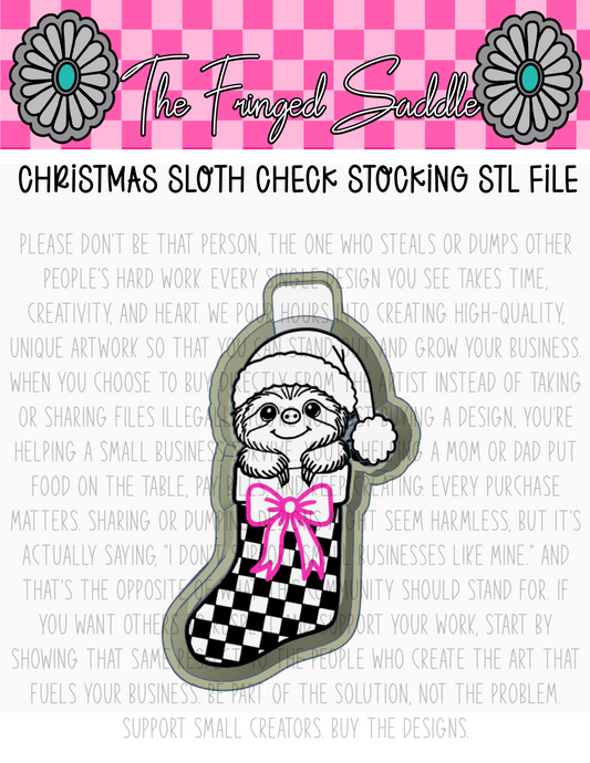 Christmas sloth checkered stocking file