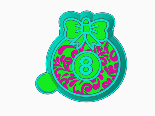 Tooled 8 ball ornament