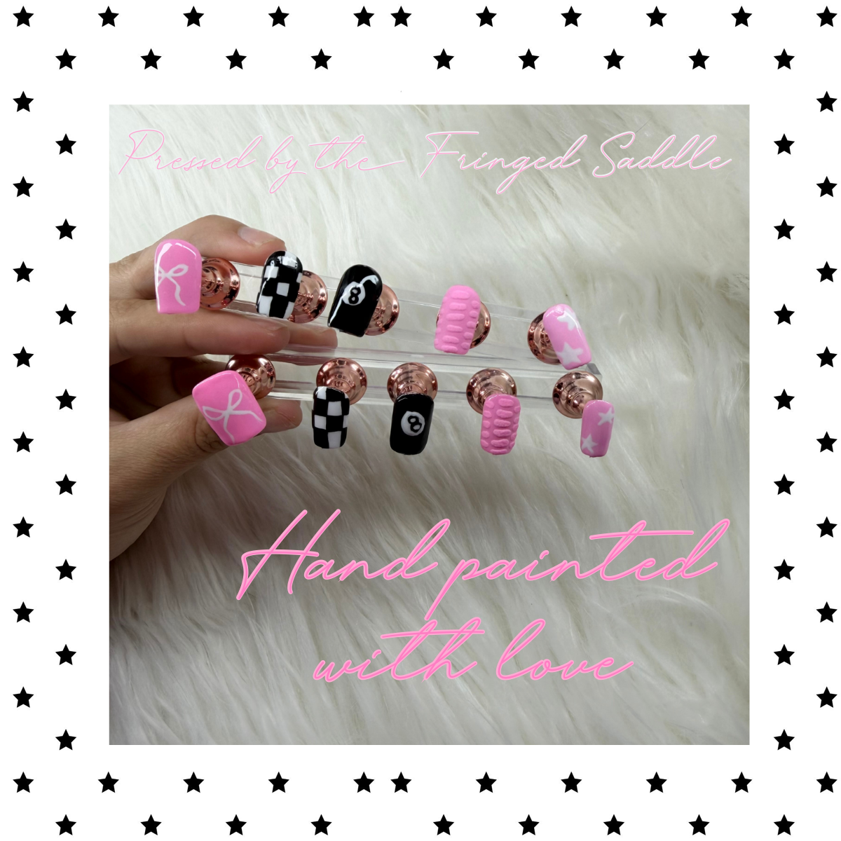 Checkered 8 ball & gator print nail set