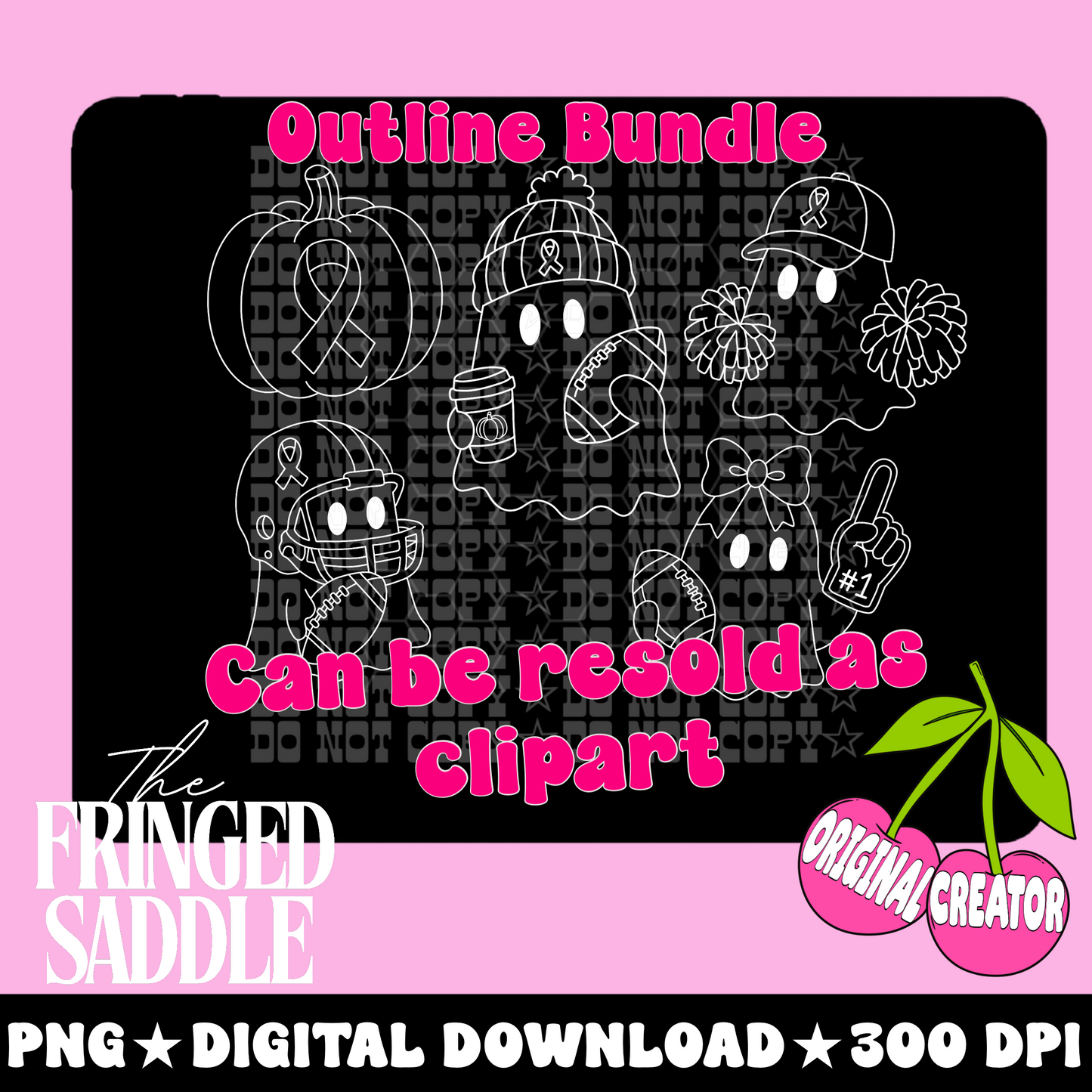 Ghost breast cancer football outline bundle