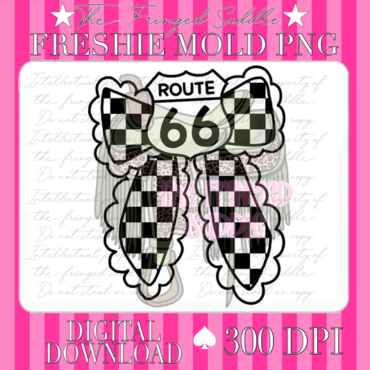 Route 66 checkered bow PNG
