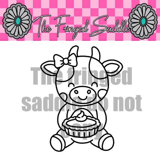 Cute cow w pumpkin pie
