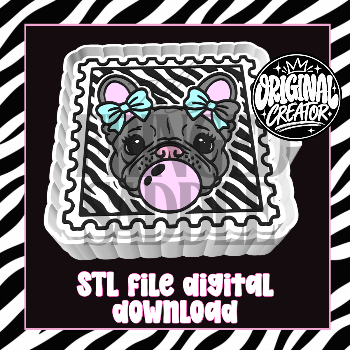 Zebra frenchie stamp STL