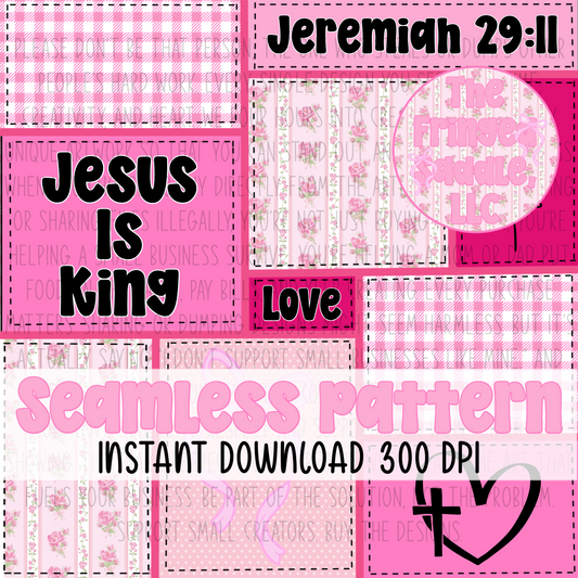Jesus is king patchwork seamless pattern