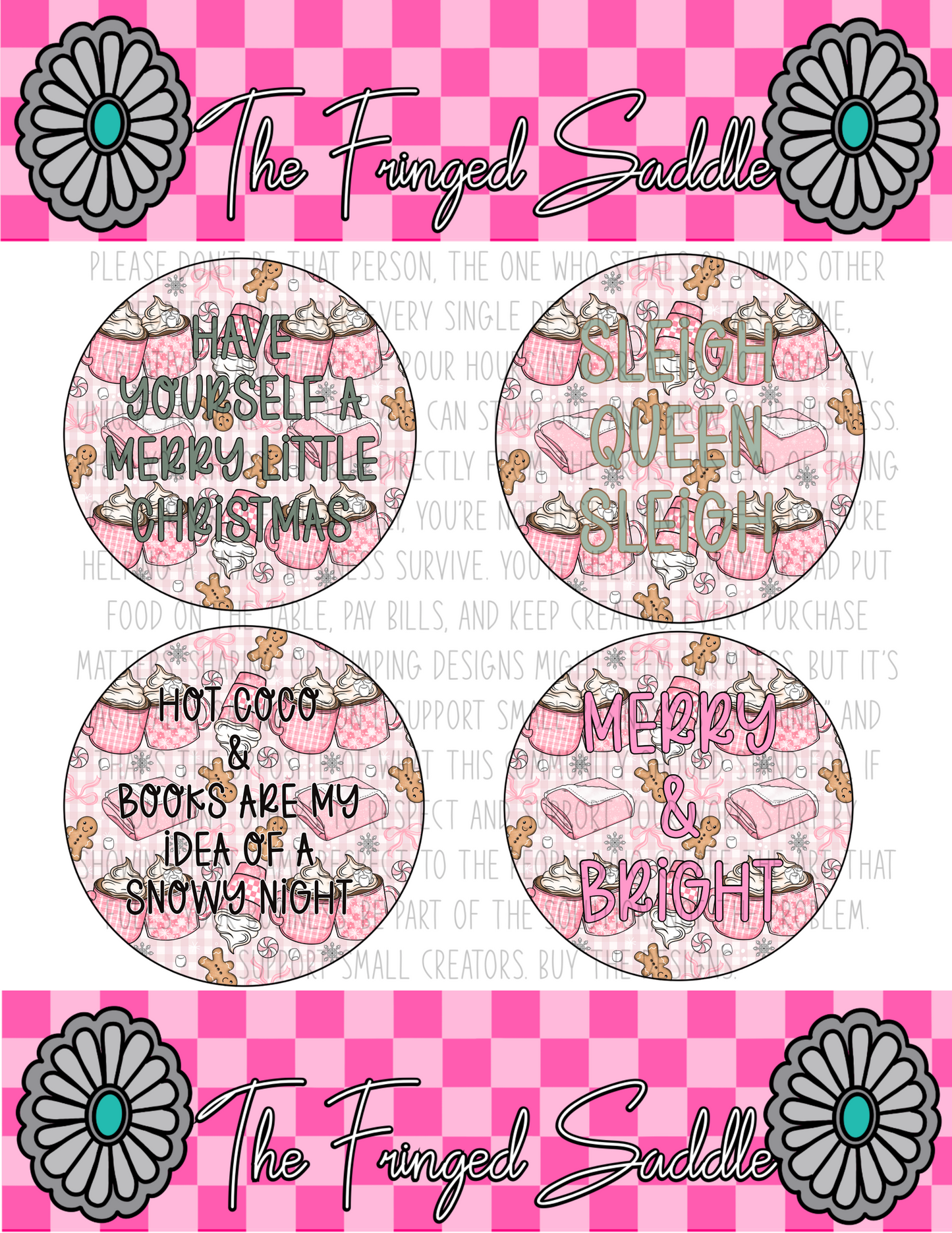 Pink Christmas clipart rounds digital
