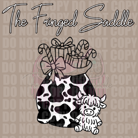 Cow print Santa sack