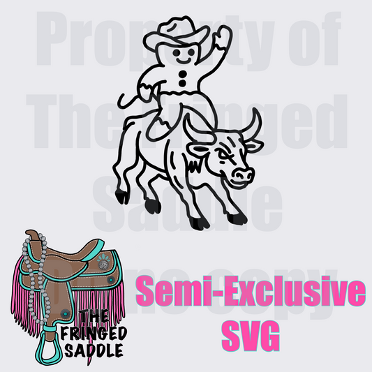 Gingerbread cowboy on bull