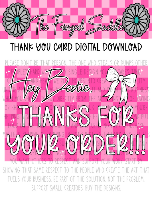 Hey bestie thank you card digital