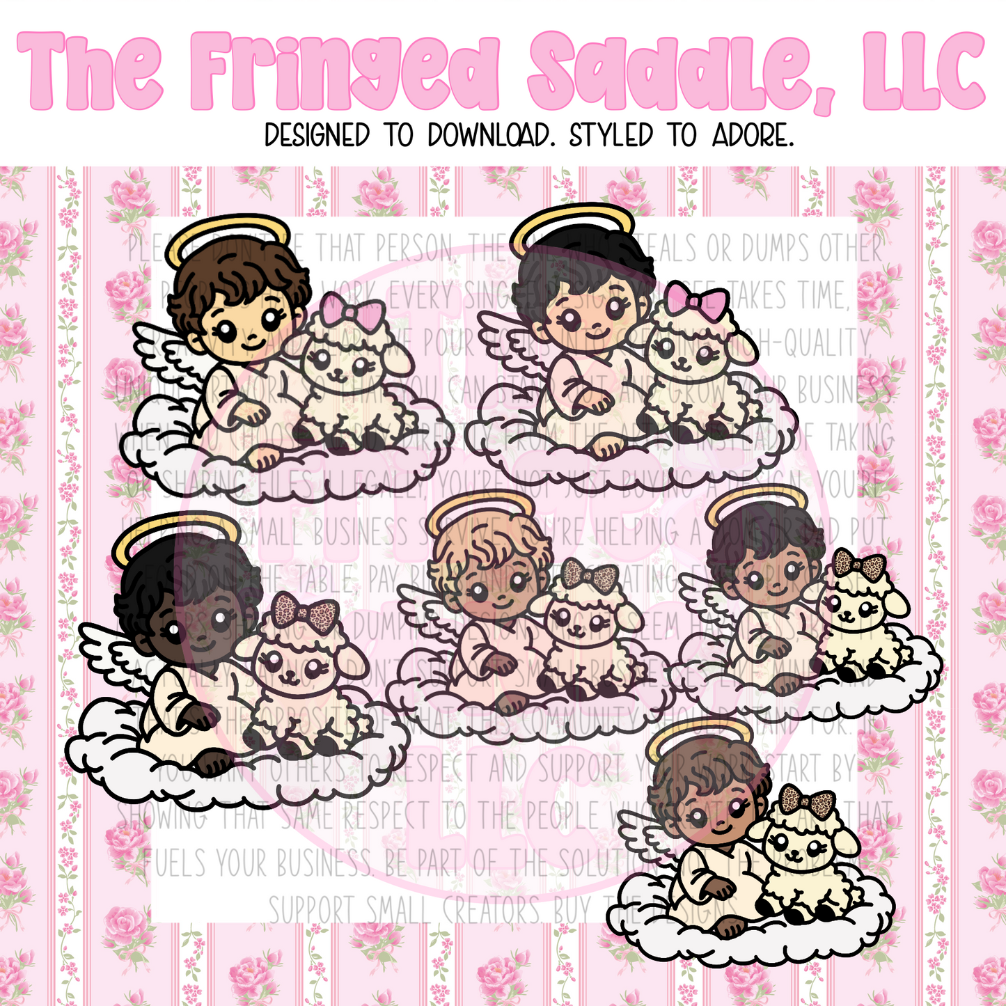 Angel baby w lamb clipart