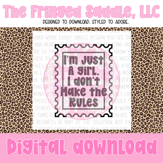 I’m just a girl stamp