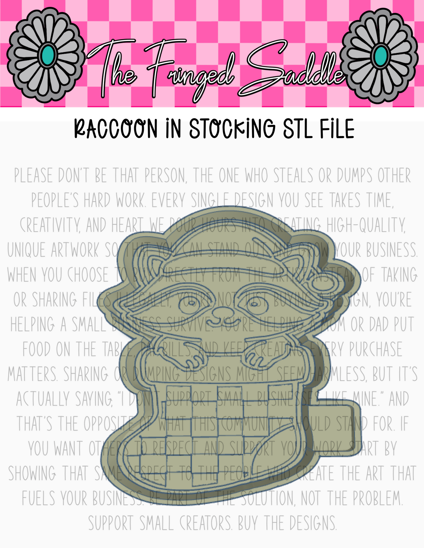 Raccoon in check stocking