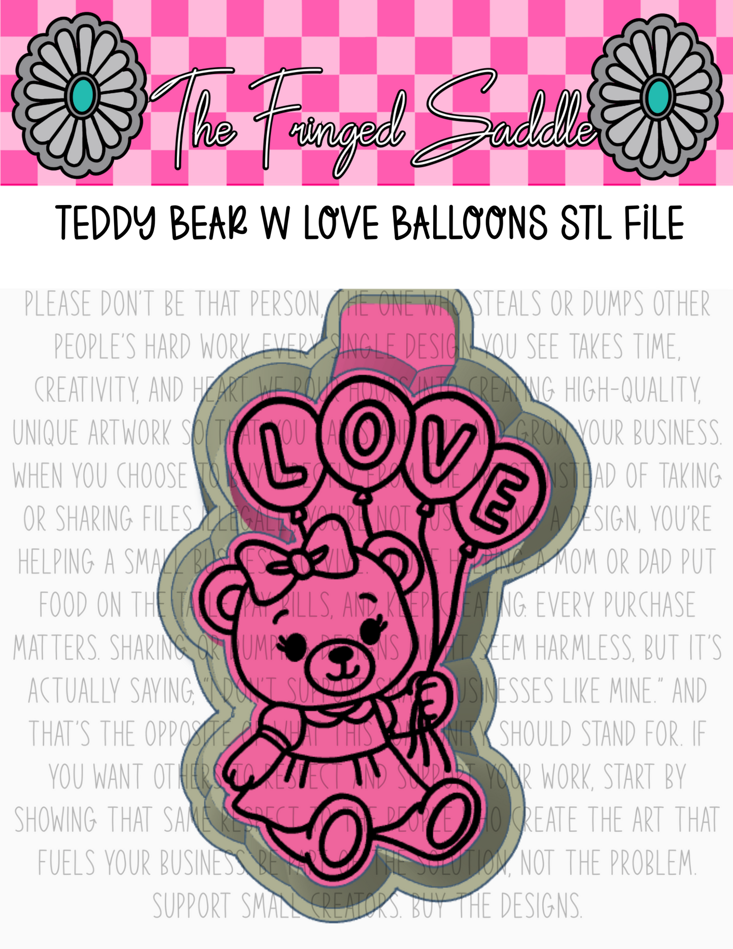 Teddy bear w love balloons STL