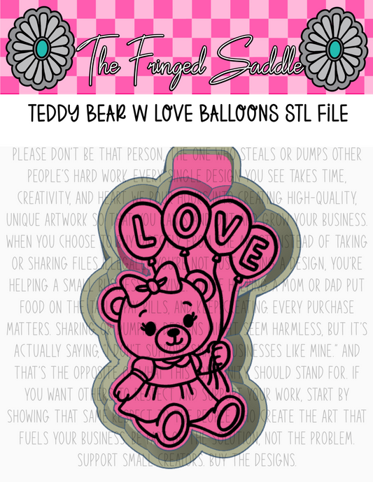 Teddy bear w love balloons STL