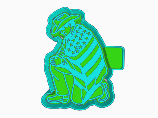 Cowboy wrapped in American flag exclusive