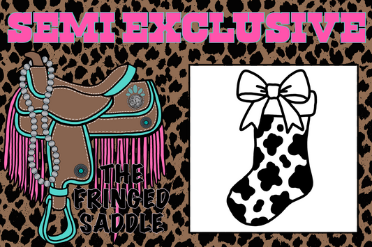 Cowhide stocking w bow