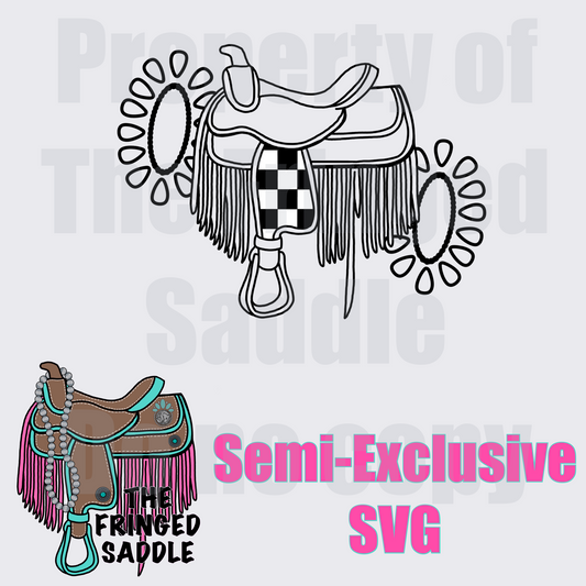 Turquoise fringe saddle
