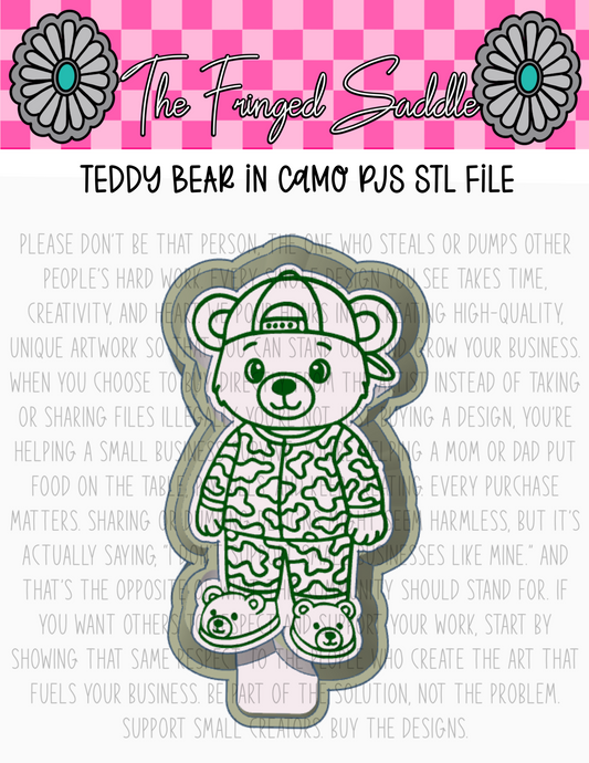 Teddy bear in camo pjs STL