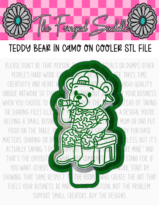 Teddy bear in camo on cooler stl