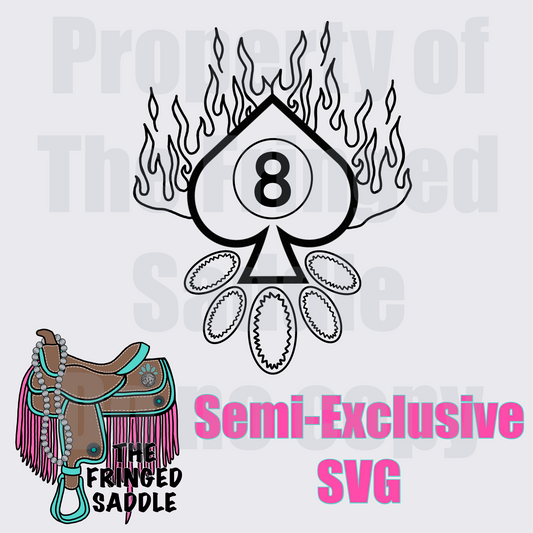 Flame 8 ball turquoise spade
