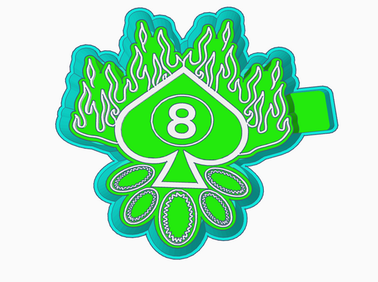 Flaming 8 ball turquoise spade mold