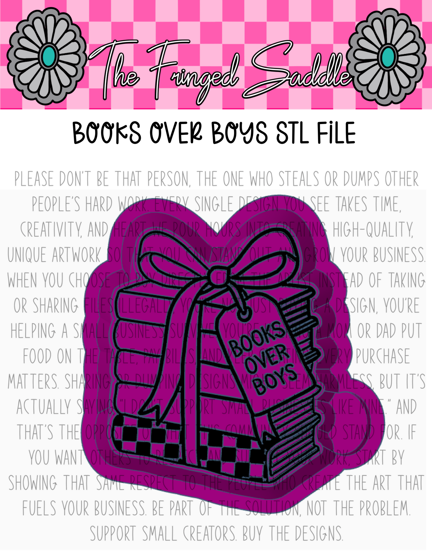 Books over boys checkered STL